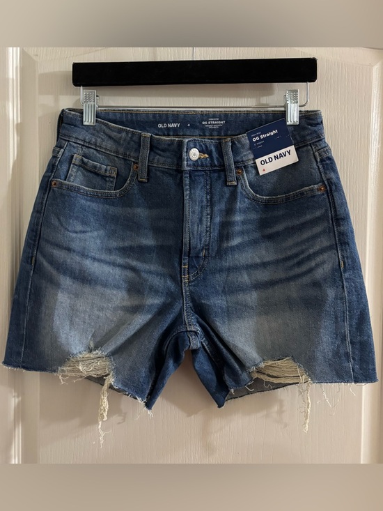 Old Navy Pants - Old Navy Dark Blue Distressed Straight Denim Shorts